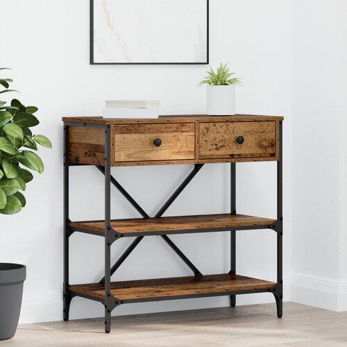 VidaXL Konzolna miza Stari les 75x34.5x75 cm Oblikovan les Slike