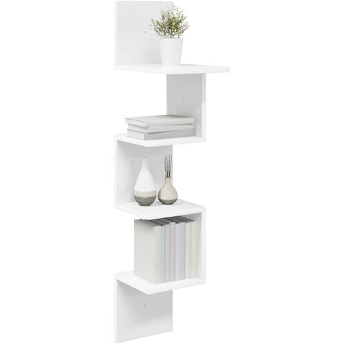  Polica na zidu Zidna montaža Bijela 32 x 21 x 107 cm Slike