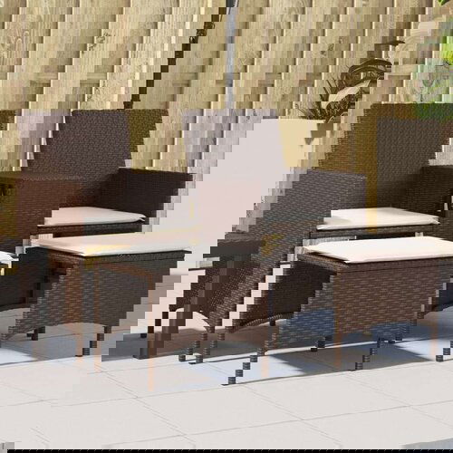  Vrtni dvosjed sa stolićem i tabureima smeđi od poliratana Slike