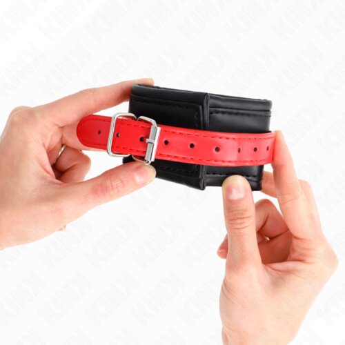 Kink Okovi Za Zapestje Black With Red Belt Slike