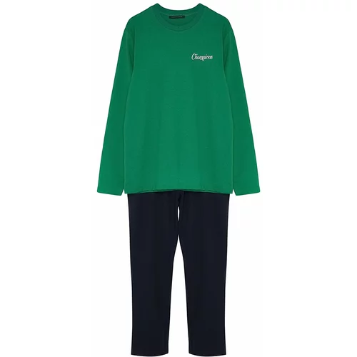 Trendyol Pajama Set - Green - Slogan