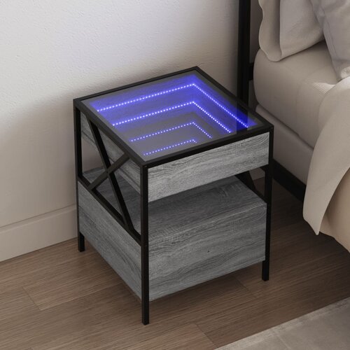 vidaXL Noćni ormarić s beskonačnim LED boja hrasta 40 x 40 x 51 cm Cijene