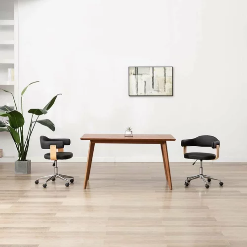 Okretna uredska stolica od savijenog drva i umjetne kože crna