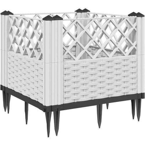  Vrtna sadilica s klinovima bijela 43 5 x 43 5 x 43 5 cm PP Slike