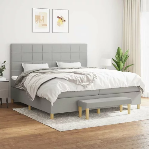  Box spring postelja z vzmetnico svetlo siva 200x200 cm blago, (20761028)