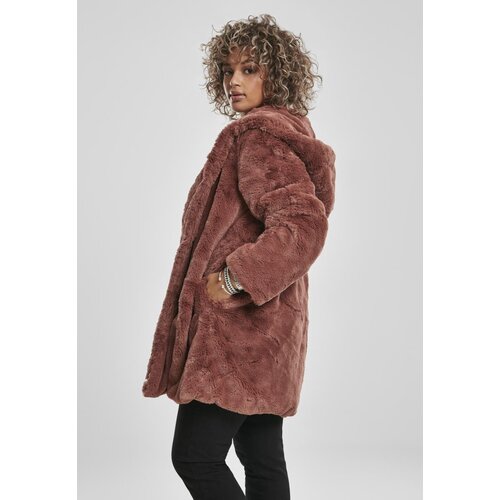 Urban Classics Ladies Hooded Teddy Coat darkrose Cene