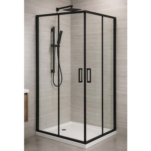 Hidrosan Tu&scaron; kabina Black crni ram 90x90x190cm providno staklo 5mm Cene