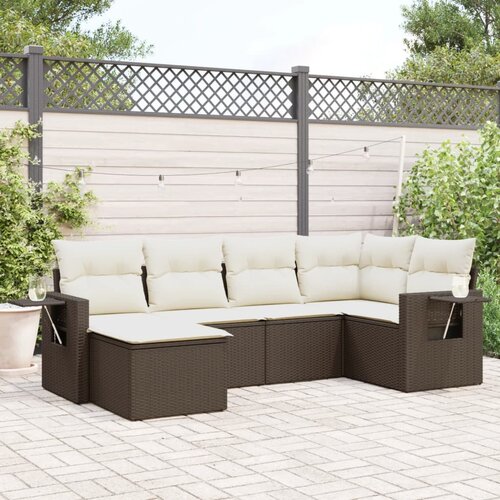 vidaXL 6-dijelni set vrtnih sofa od poliratana s jastucima smeđi Cijene