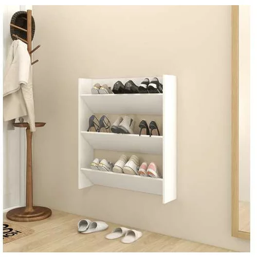  Stenska omara za čevlje bela 80x18x90 cm iverna plošča