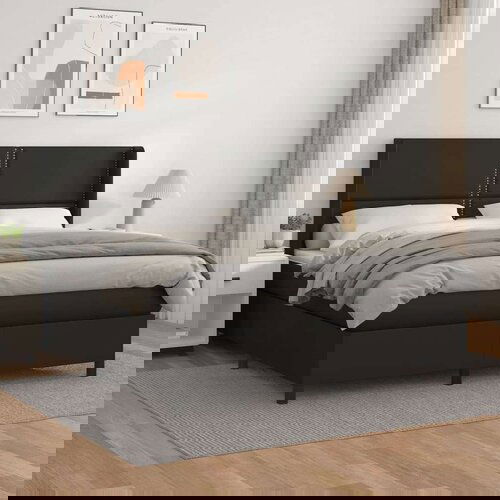  Krevet s oprugama i madracem crni 180 x 200 cm od umjetne kože Slike