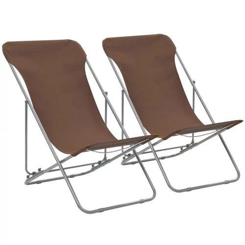vidaXL sklopive stolice za plažu 2 kom čelik i tkanina oxford smeđe