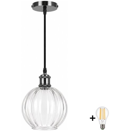 Brilagi LED luster na sajli RETRO GLASS 1xE27/60W/230V prečnik 18 cm crna/prozirna Cene