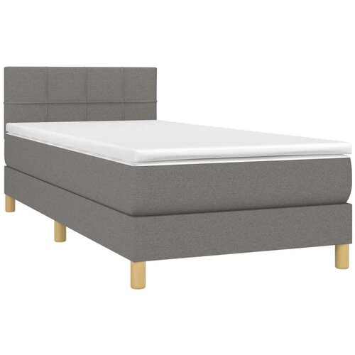  Krevet s oprugama i madracem tamnosivi 90 x 190 cm od tkanine Slike