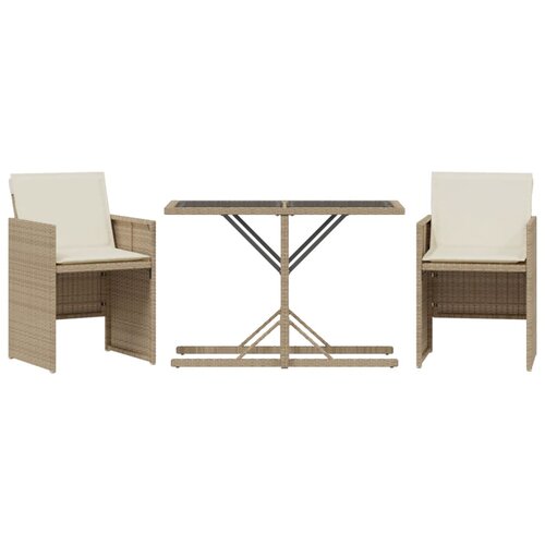 vidaXL 3-dijelni bistro set s jastucima bež od poliratana Cene