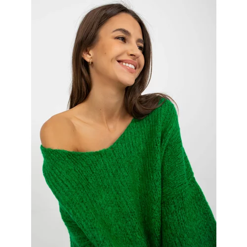 Fashion Hunters RUE PARIS green oversize sweater with wide sleeves