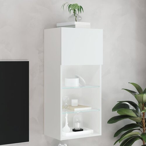 vidaXL TV omarica z LED lučmi bela 40,5x30x90 cm Cene