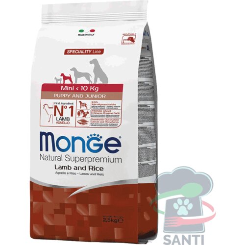 Monge Monoprotein Mini Puppy and Junior, Jagnjetina i Pirinač - 2.5 kg Cene