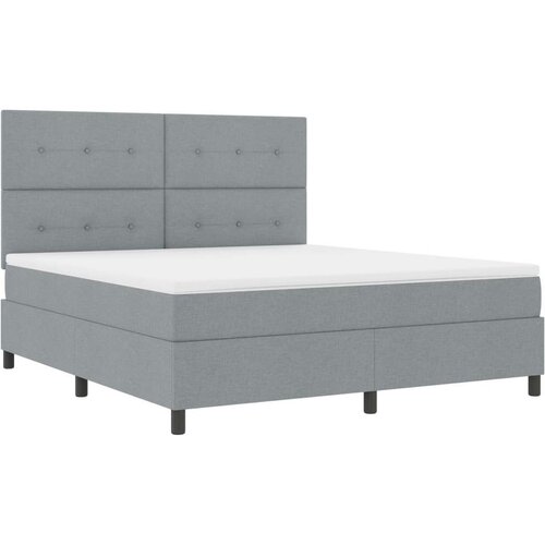 Box spring krevet s madracem svijetlosiva super king tkanina Slike