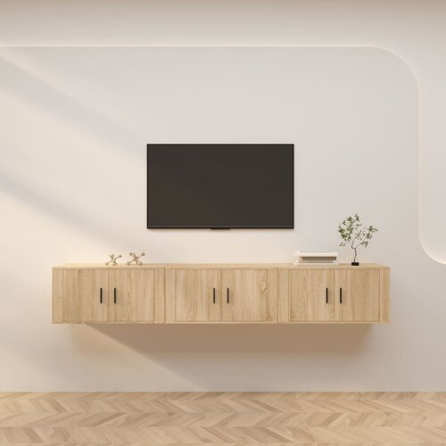  Zidni TV ormarići 3 kom boja hrasta sonome 80x34,5x40 cm Slike