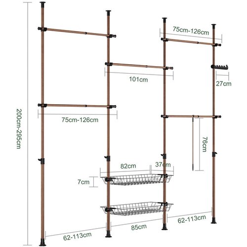 SoBuy STOJEČE OBE&amp;Scaron;ALO z dvema policama Rjava 62x75x200cm Funkcionalen Slike