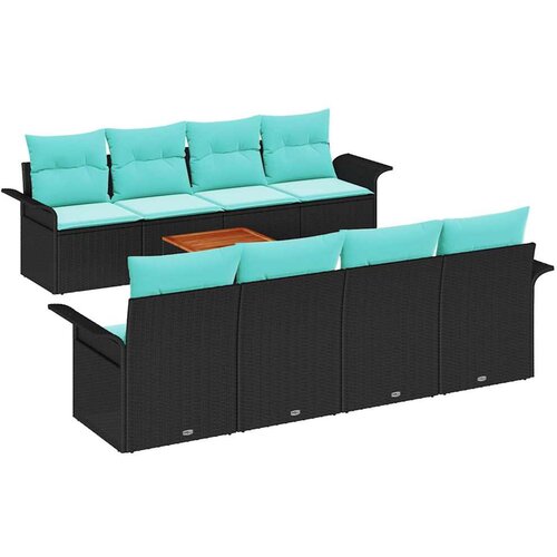 vidaXL Vrtna sedežna garnitura 7 pcs Črna in turkizna 55 x 55 x 37 cm, (5000020205) Cene