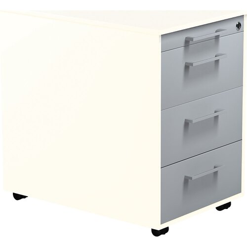 mauser Predalnik na kolesih, VxG 570 x 600 mm, 3 predali, čisto bele / aluminijasto srebrne / čisto bele barve Cene