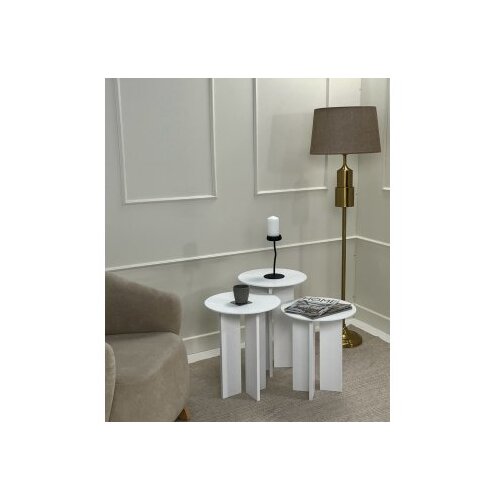 Hanah home set stolova za kafu leo (55 + 50 + 45) white Slike