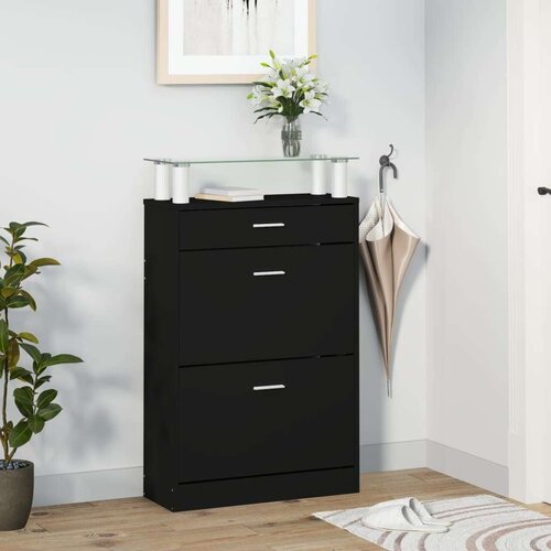 VidaXL Ormarić za cipele crni 63 x 24 x 104 cm od konstruiranog drva Slike