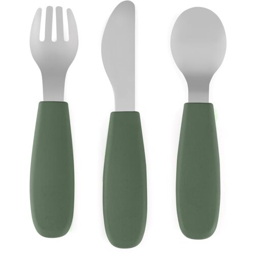 Petite&amp;amp;Mars Take&amp;amp;Match Stainless Steel Cutlery Set pribor za djecu Misty Green 12m+ 3 kom Slike