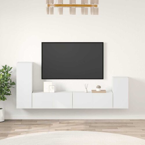  4-dijelni set TV ormarića bijeli od konstruiranog drva Cene