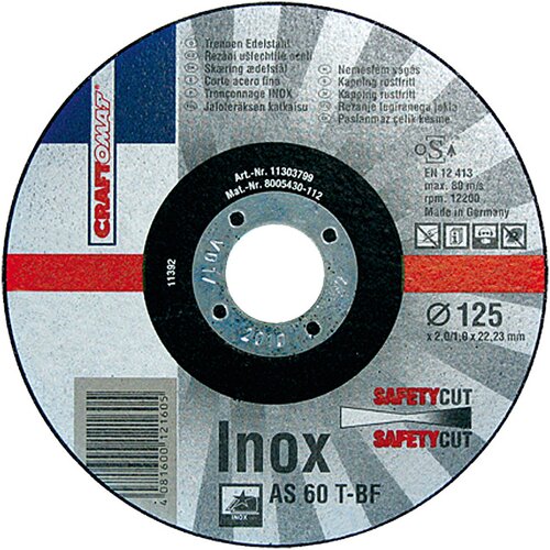 CRAFTOMAT Rezalna plo&amp;scaron;ča Craftomat AS 60T-BF SafeCut (za kovino, premer plo&amp;scaron;če: 125 mm, debelina: 2 mm) Slike