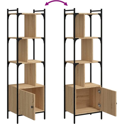  Regal za knjige s vratima boja hrasta 44,5x30x154,5 cm drveni Slike