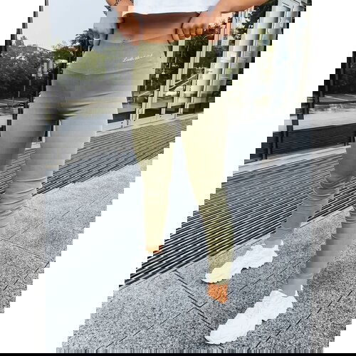 DStreet Prążkowane legginsy damskie LOOK AT ME zielone Cene
