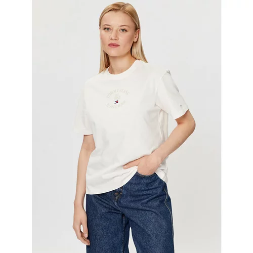 Tommy Jeans Majica DW0DW16147 Écru Relaxed Fit