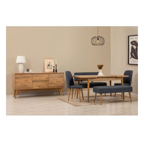 Hanah home vina bench 04 1048 atlantic pine dark blue (produžni trpezarijski sto, stolice i konzola (6 komada) Slike