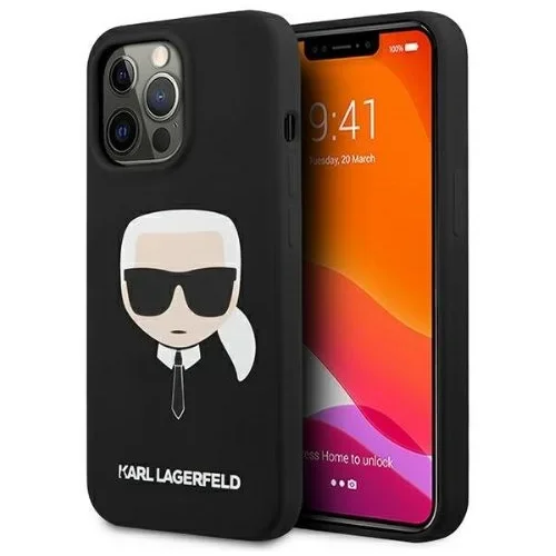 Karl Lagerfeld Originalen ovitek KLHCP13LSLKHBK za iPhone 13 Pro črn silikonska zaščita - Karls Head