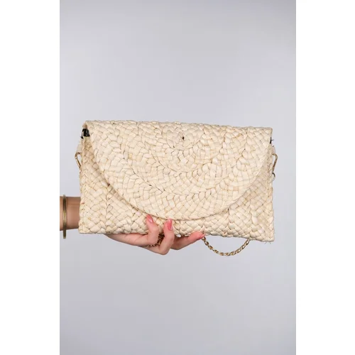 LuviShoes Colva Women's Beige Straw Clutch Bag