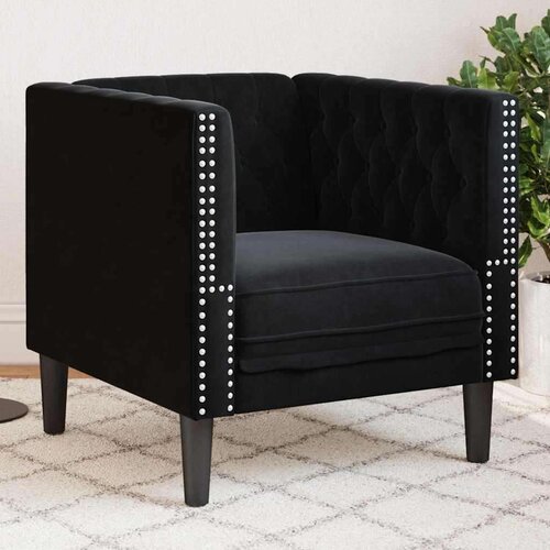  Chesterfield fotelj z blazino Črna 71 x 74.5 x 70.5 cm Žamet Cene