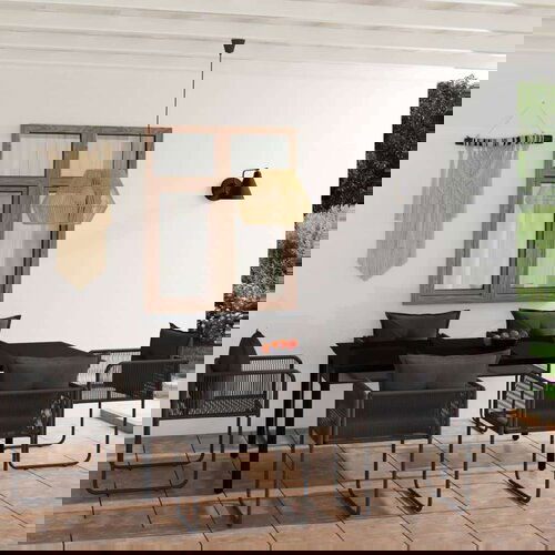  7-dijelni vrtni blagovaonski set crni Slike