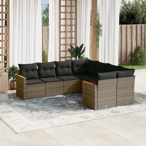 vidaXL 8-dijelni set vrtnih sofa od poliratana s jastucima sivi Cijene