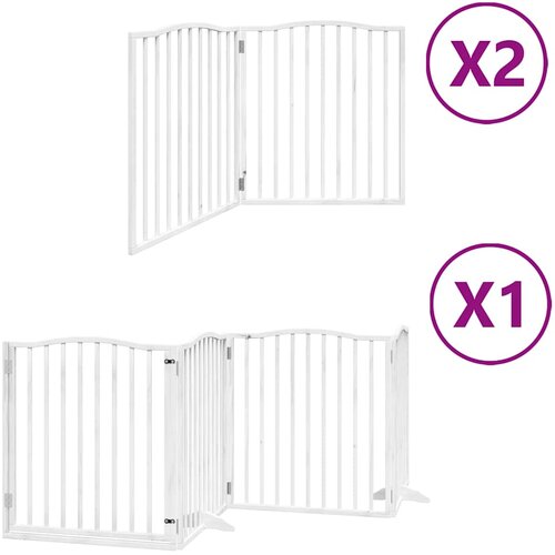  Vrata za pse s vrata&amp;scaron;cima 8 panela sklopiva 640 cm drvo topole Bijela 80 x 90 x 2 cm Slike