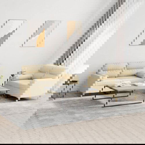 vidaXL Sedežna garnitura 2-delna z vzglavniki krem blago Cene