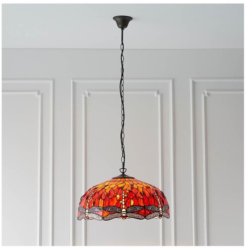 Endon 64082 - Luster na lancu Tiffany DRAGONFLY, 3xE27/60W/230V, prečnik 50 cm Slike