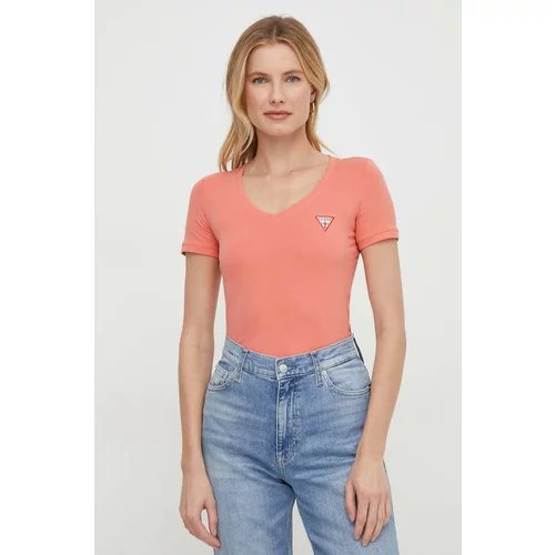 Guess Kratka majica ženski, oranžna barva