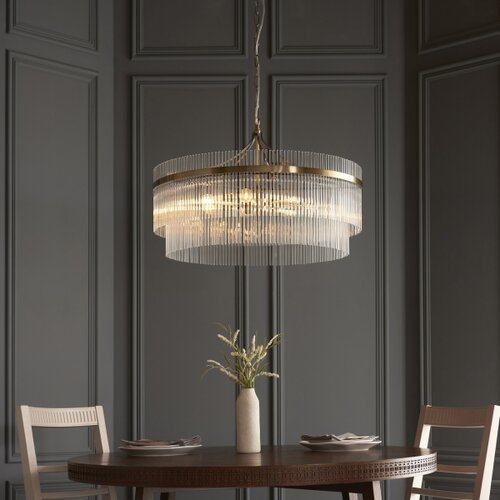  Endon 112574 - Luster na lancu MARIETTA GRAND 7xE14/7W/230V mesing/prozirno Slike