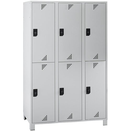 eurokraft pro Garderobna omara s polvisokimi predelki, VxŠxG 1800 x 1200 x 500 mm, 6 predelkov, cela svetlo siva Cene