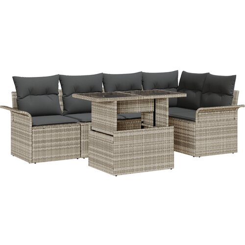 vidaXL set vrtnog sofa s 6 dijelova i jastučićima svijetlosivog poly ratana, 2-sjedna vrtna sofa s pohranom i jastučićima svijetlosivog poly ratana Cijene