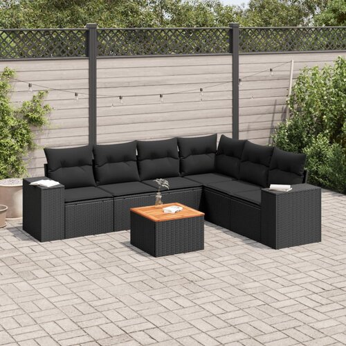  7-dijelni set vrtnih sofa od poliratana s jastucima crni Cijene