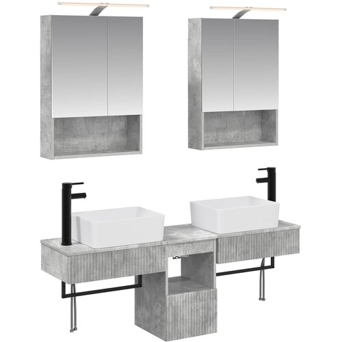  Set ormarića za kupaonicu 5 pcs Betonska siva 50 x 14,5 x 70 cm Slike