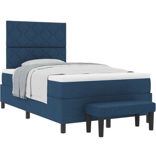  Box Spring Postelja z vzmetnico & klop modra 120x190 cm tkanina, (22081096) Cene